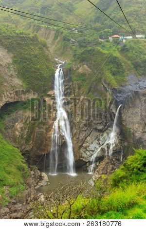 Waterfall On The Cascada Road In Banos, Ecuador