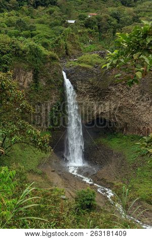 Waterfall On The Cascada Road In Banos, Ecuador