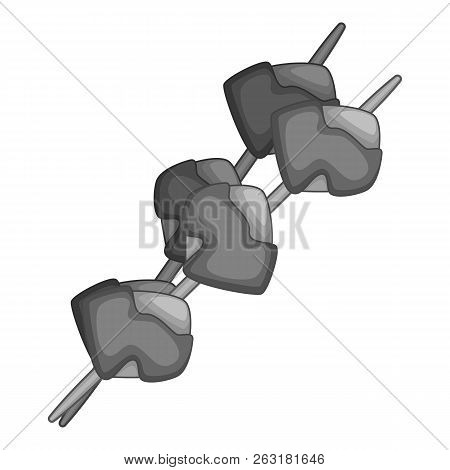 Yakitori, Barbecued Chicken Icon In Monochrome Style Isolated On White Background Illustration