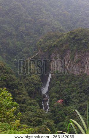 Waterfall On The Cascada Road In Banos, Ecuador