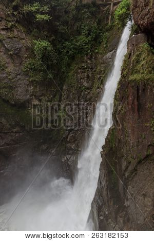 Waterfall On The Cascada Road In Banos, Ecuador
