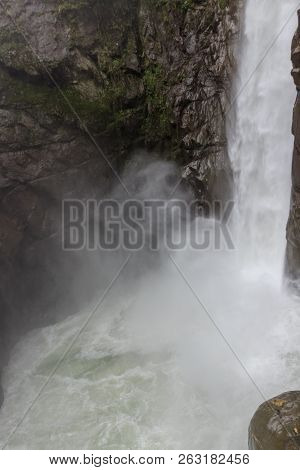 Waterfall On The Cascada Road In Banos, Ecuador