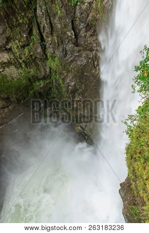 Waterfall On The Cascada Road In Banos, Ecuador