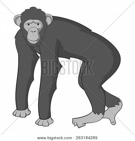 Chimpanzee Icon In Monochrome Style Isolated On White Background Illustration