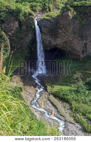 Waterfall On The Cascada Road In Banos, Ecuador
