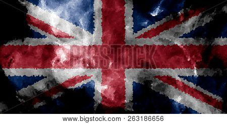 National Flag Of United Kindom From Thick Colored Smoke On A Black Isolated Background