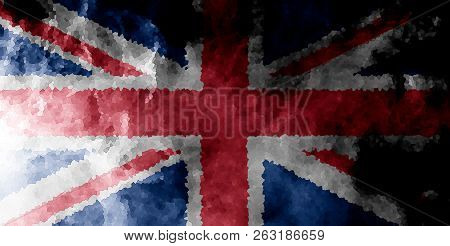 National Flag Of United Kindom From Thick Colored Smoke On A Black Isolated Background