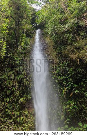 Waterfall On The Cascada Road In Banos, Ecuador