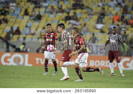 Rio, Brazil - October 13, 2018: Ibanez Player In Match Between Flamengo And Fluminense By The Brazil