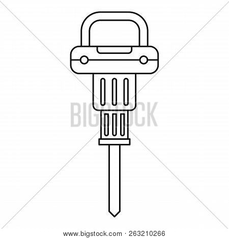 Pneumatic Hammer Icon In Outline Style Isolated Illustration