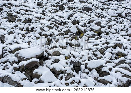 Scree Slope Covered With Snow