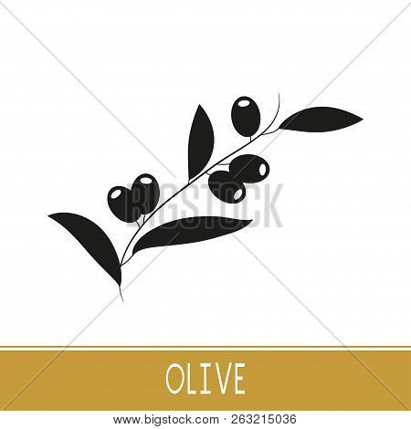 Olive. Berry, Leaves. Black Silhouette On White Background. Logo.