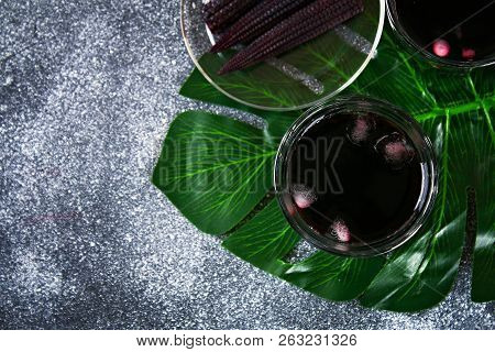 Chicha Morada - Drink In The Andean Areas Of Peru. Chicha Morada Is Made From Purple Corn.
