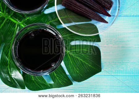 Chicha Morada - Drink In The Andean Areas Of Peru. Chicha Morada Is Made From Purple Corn.