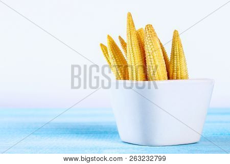 Baby Sweetcorn Or Mini Corn. It Is Typically The Eaten Whole Cob Included For The Human Consumption.