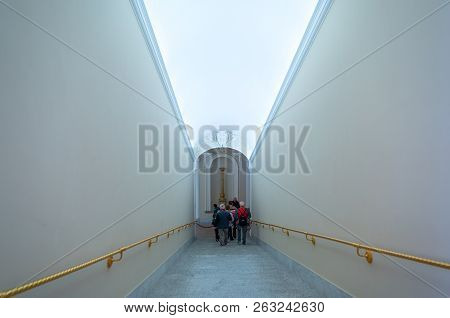 Castelgandolfo, Italy - April 21, 2017: The Long Staircase Leading To The Apostolic Palace, Summer R