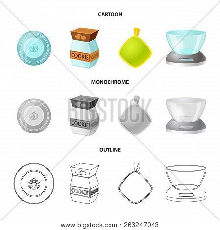 Vector Design Of Kitchen And Cook Symbol. Set Of Kitchen And Appliance Vector Icon For Stock.