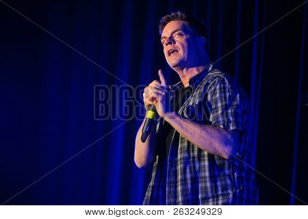 HUNTINGTON, NY - OCT 13: Comedian Jim Breuer performs at the Paramount on October 13, 2018 in Huntington, New York.