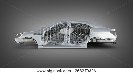 Car Bodies Lined Up In A Row Isolated On Black Gradient Background 3d Illustration