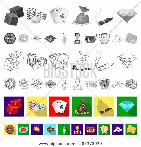 Casino And Gambling Flat Icons In Set Collection For Design. Casino And Equipment Vector Symbol Stoc