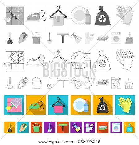 Cleaning And Maid Flat Icons In Set Collection For Design. Equipment For Cleaning Vector Symbol Stoc