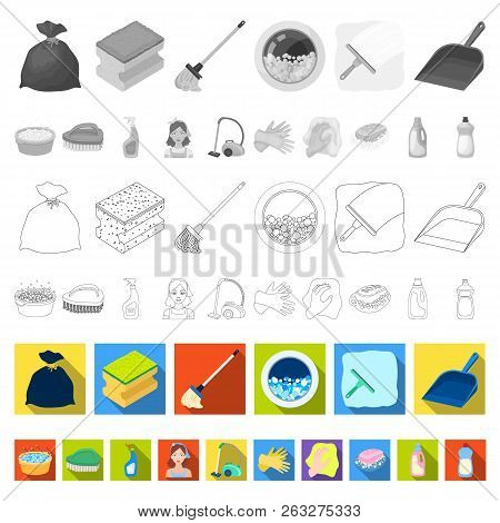 Cleaning And Maid Flat Icons In Set Collection For Design. Equipment For Cleaning Vector Symbol Stoc