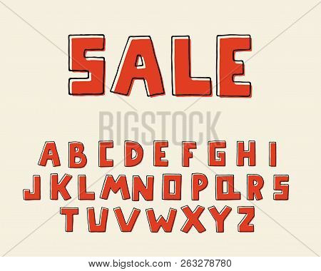 Alphabet Retro Design, Square Shape. Hand Pen Bold Font, Typography Style. English Language Letters.