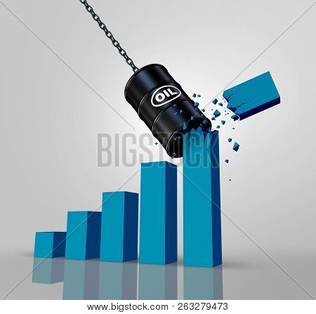 Oil Business Decline And Energy Industry Price Drop Or Declining Crude Production As A 3d Illustrati