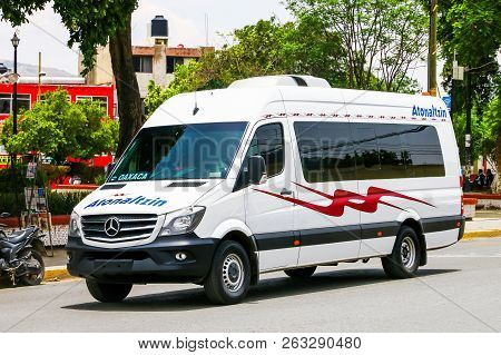 Oaxaca, Mexico - May 25, 2017: Passenger Van Mercedes-benz Sprinter In The City Street.