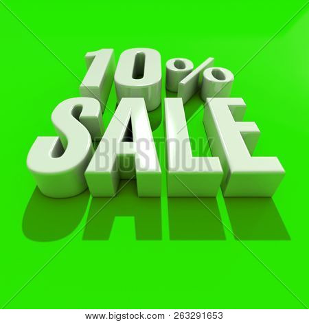 3d Illustration 10 Percent Discount Sign, Sale Up To 10, 10 Sale, Percentages Special Offer, Save On