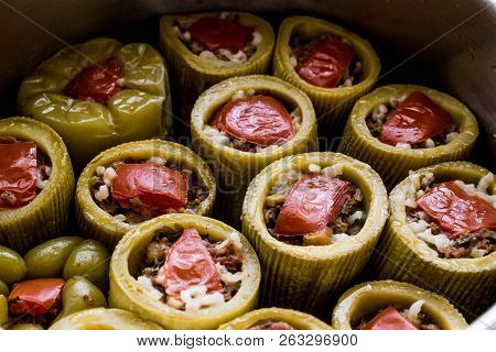 Turkish Zucchini Stuffed With Rice And Meat / Kabak Dolmasi