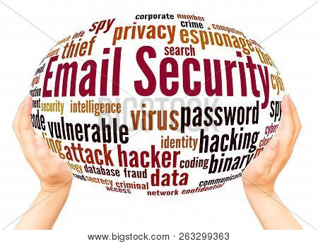 Email Security Word Cloud Hand Sphere Concept