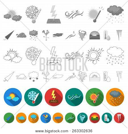 Different Weather Flat Icons In Set Collection For Design.signs And Characteristics Of The Weather V