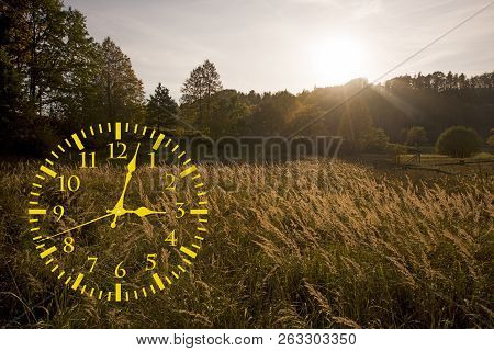 Autumn Landscape Abstraction. Fall Back Time. Daylight Saving Time