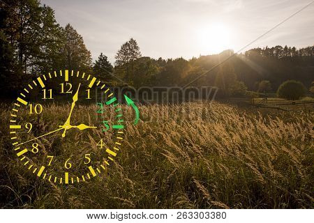 Autumn Landscape Abstraction. Fall Back Time. Daylight Saving Time
