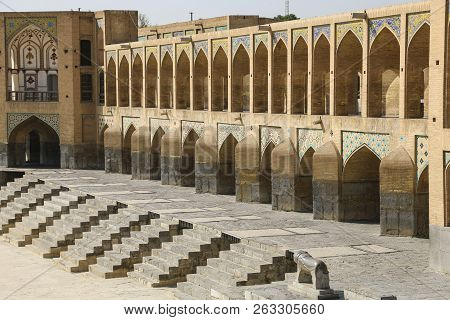 The Historical Khaju Bridge Over The Zayandeh River In Isfahan, Iran, Middle East