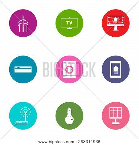 Energy Change Icons Set. Flat Set Of 9 Energy Change Vector Icons For Web Isolated On White Backgrou