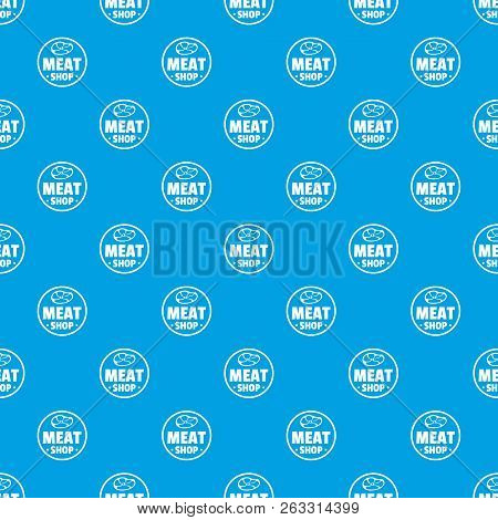 Modern Meat Shop Pattern Vector Seamless Blue Repeat For Any Use