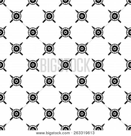 Medieval Shield And Swords Pattern Vector Seamless Repeating For Any Web Design
