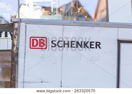 ZAKOPANE, POLAND - OCTOBER 5, 2018. DB Schenker logo on truck at Krupowki Street in Zakopane, Poland