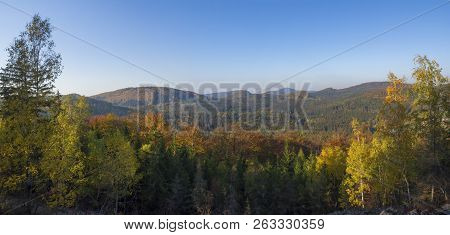Panoramic View From Klic Or Kleis One Of The Most Attractive View-points Of The Lusatian Mountains W