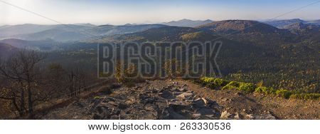 Panoramic View From Klic Or Kleis One Of The Most Attractive View-points Of The Lusatian Mountains W