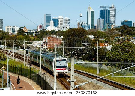 Perth, Australia - September 16, 2018: Public Transport Railway On Midland Line