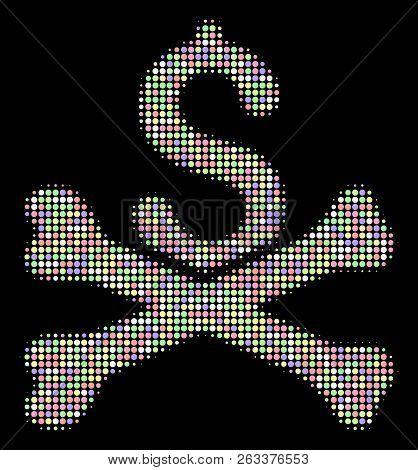 Mortal Debt Composition Of Circle Elements In Light Color Tones On A Black Background. Vector Circle