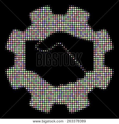 Smart Contract Handshake Mosaic Of Circle Elements In Soft Shades On A Black Background. Vector Roun