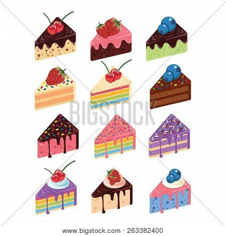 Various Sponge Cake Piece Sweet Fruit Snack Set