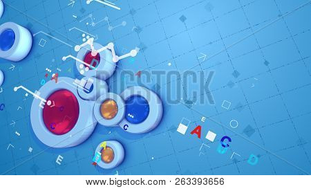 Hi-tech Backdrop With Cylinders And Charts