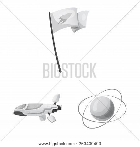 Vector Design Of Mars And Space Sign. Set Of Mars And Planet Stock Vector Illustration.