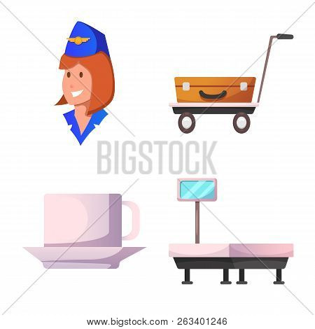 Vector Design Of Airport And Airplane Icon. Collection Of Airport And Plane Vector Icon For Stock.