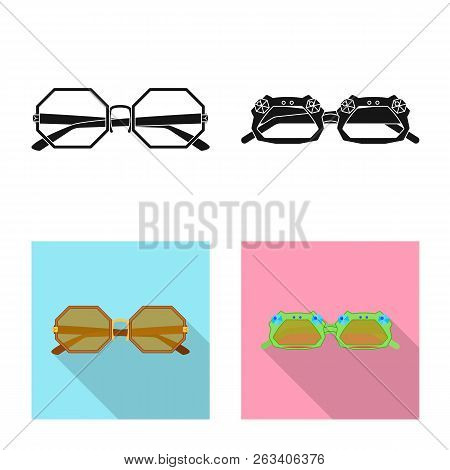 Vector Design Of Glasses And Sunglasses Sign. Set Of Glasses And Accessory Stock Vector Illustration